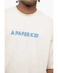 A Paper Kid Cotton Crew-neck T-shirt witth Logo-print