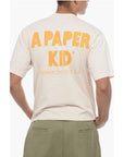 A Paper Kid Solid Color Crew-neck T-Shirt with Printed Logo