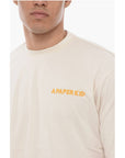 A Paper Kid Solid Color Crew-neck T-Shirt with Printed Logo