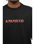 A Paper Kid Cotton Crew-neck T-shirt witth Logo-print