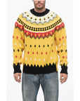 Moncler GRENOBLE Crew Neck Wool Blend Pullover with Fairisle Motif
