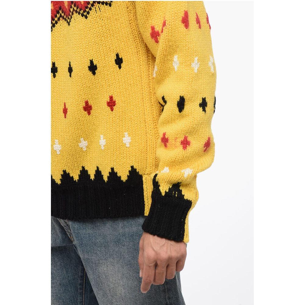 Moncler GRENOBLE Crew Neck Wool Blend Pullover with Fairisle Motif