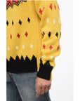 Moncler GRENOBLE Crew Neck Wool Blend Pullover with Fairisle Motif