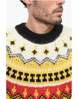 Moncler GRENOBLE Crew Neck Wool Blend Pullover with Fairisle Motif