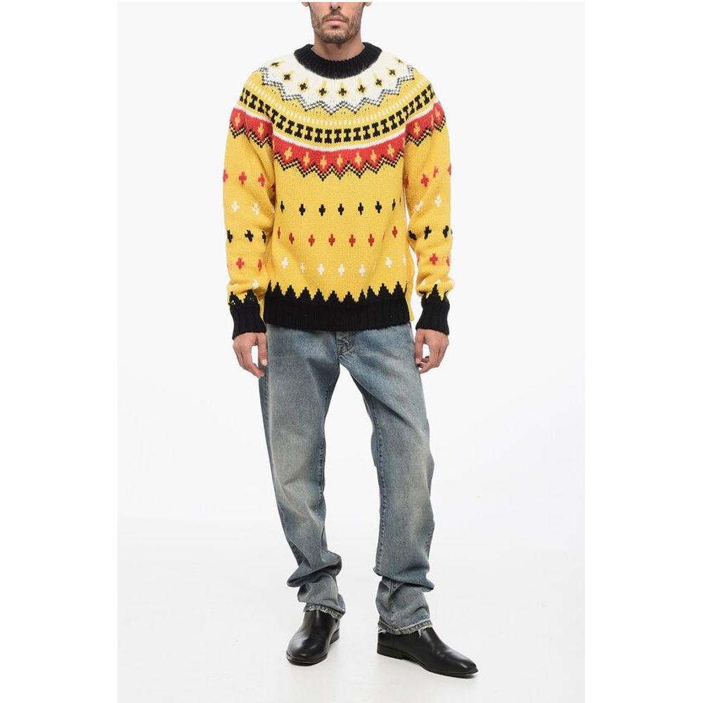 Moncler GRENOBLE Crew Neck Wool Blend Pullover with Fairisle Motif