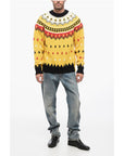 Moncler GRENOBLE Crew Neck Wool Blend Pullover with Fairisle Motif