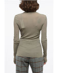 Ami Alexandre Mattiussi Ribbed Sheer Effect Top with Turtleneck