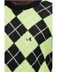 Awake New York Argyl Motif Two-Tone Crew-neck Sweater