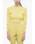 Art Essay Cashmere Crop Sweater with Padded Shoulders