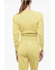 Art Essay Cashmere Crop Sweater with Padded Shoulders
