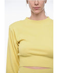 Art Essay Cashmere Crop Sweater with Padded Shoulders