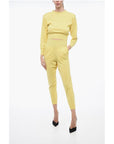Art Essay Cashmere Crop Sweater with Padded Shoulders