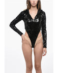 Adriana Hot Couture Sequined Bodysuit with Hood