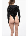Adriana Hot Couture Sequined Bodysuit with Hood