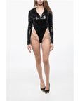 Adriana Hot Couture Sequined Bodysuit with Hood