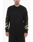 Off-White Crew-neck Fluffy Sweater with Contrasting Logo