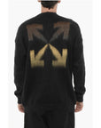 Off-White Crew-neck Fluffy Sweater with Contrasting Logo