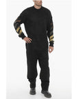 Off-White Crew-neck Fluffy Sweater with Contrasting Logo