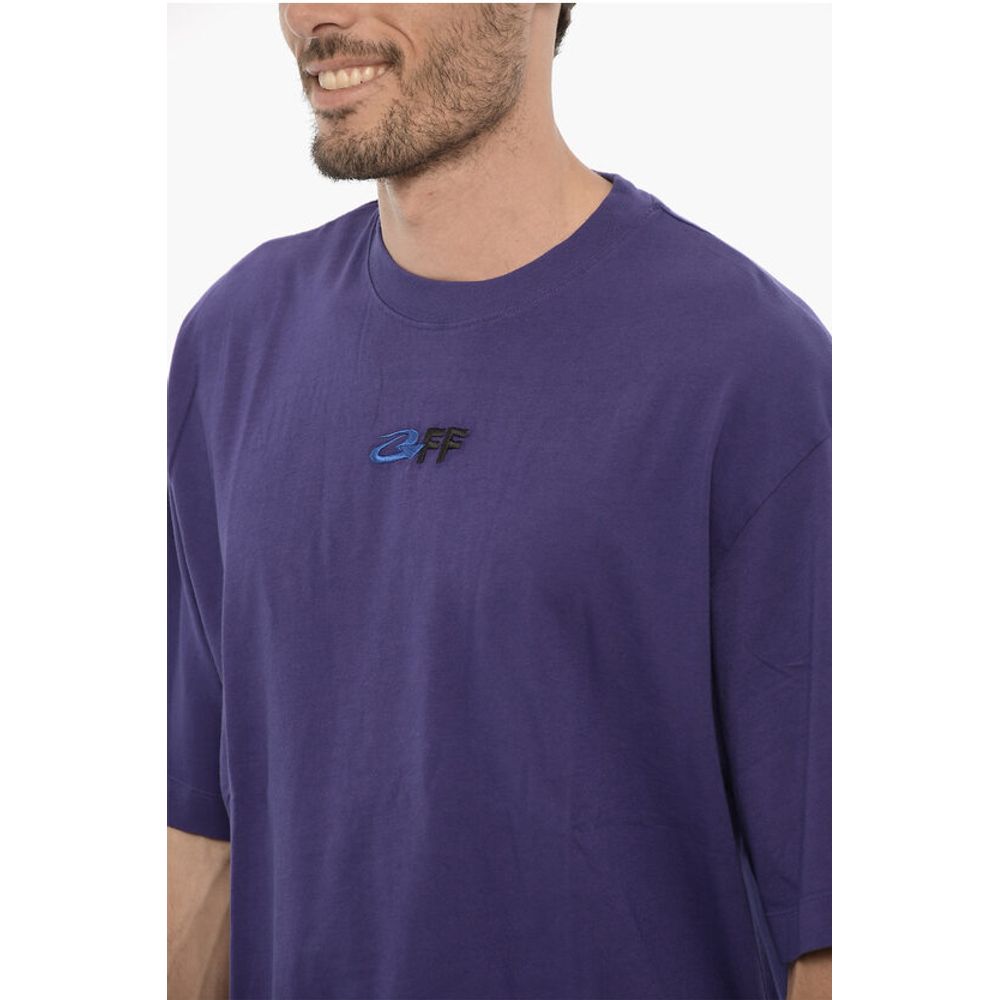 Off-White Cotton Crew-neck t-shirt With Embroidery Logo