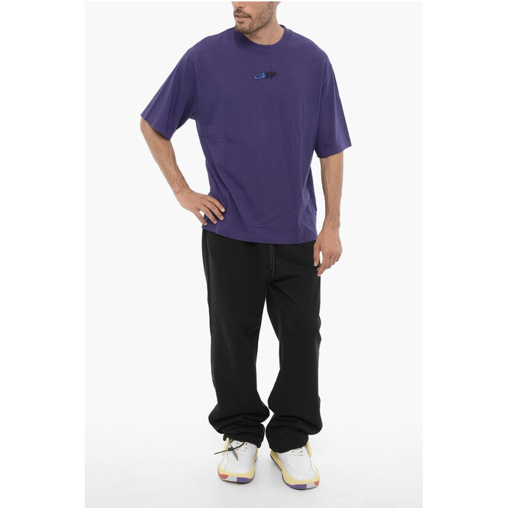 Off-White Cotton Crew-neck t-shirt With Embroidery Logo