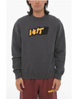 Off-White SEASONAL Slim Fit Crew-neck Sweatshirt with Contrasting Deta