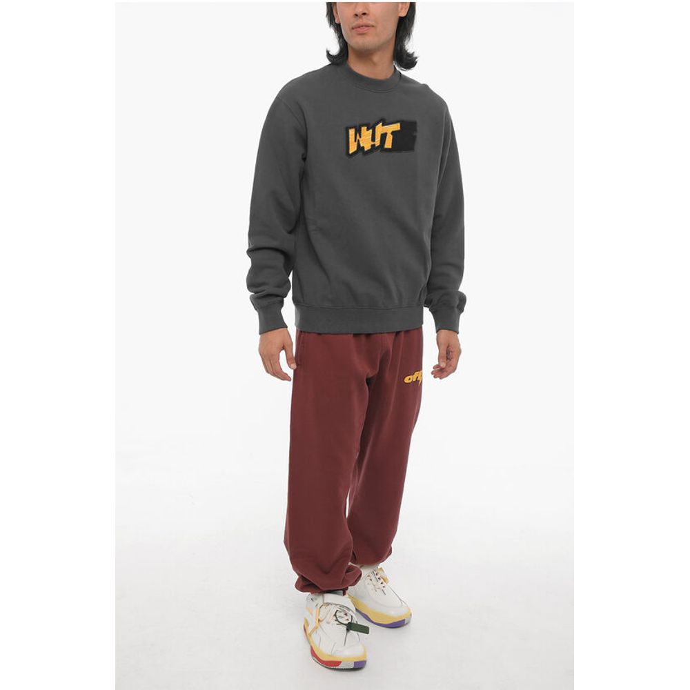 Off-White SEASONAL Slim Fit Crew-neck Sweatshirt with Contrasting Deta