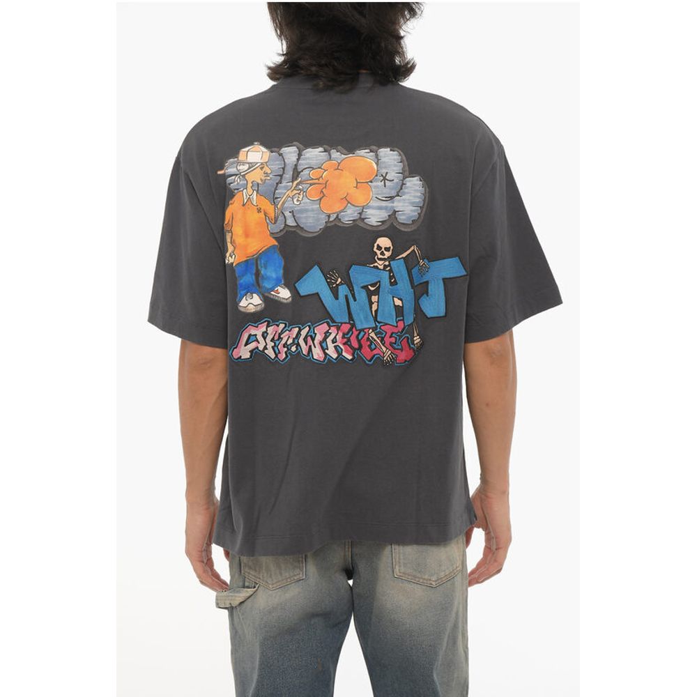 Off-White SEASONAL Crew-neck T-Shirt with Graffiti Print