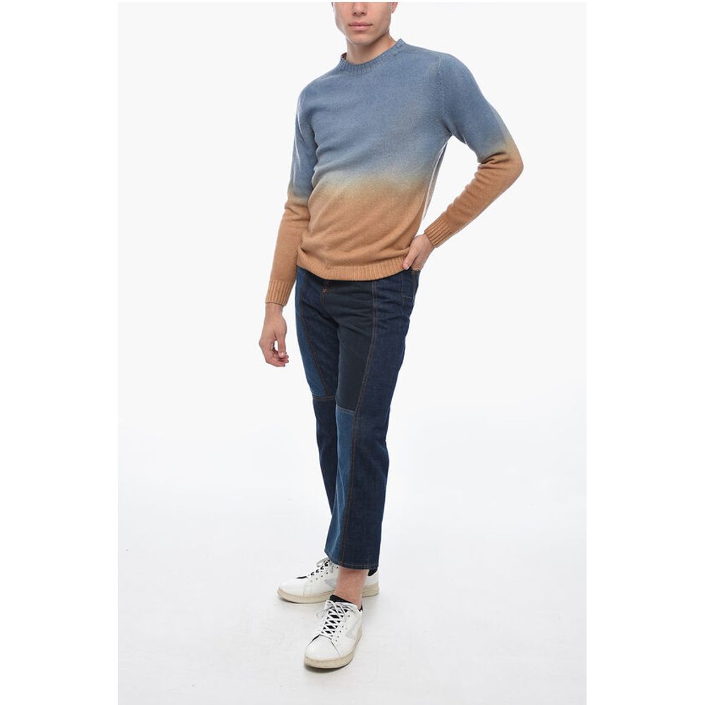 Altea Crew Neck Cashmere Blend Sweater with Degradè Bottom