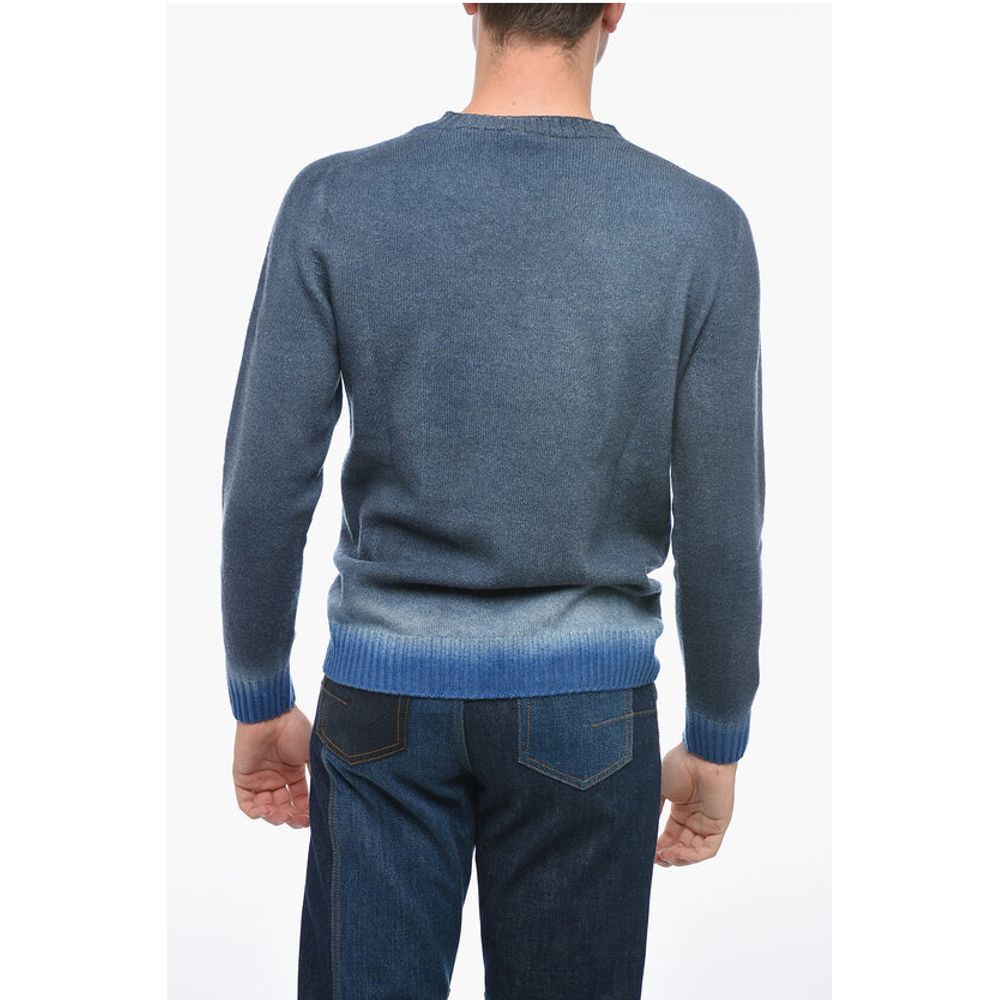Altea Crew Neck Cashmere Blend Sweater with Degradè Bottom