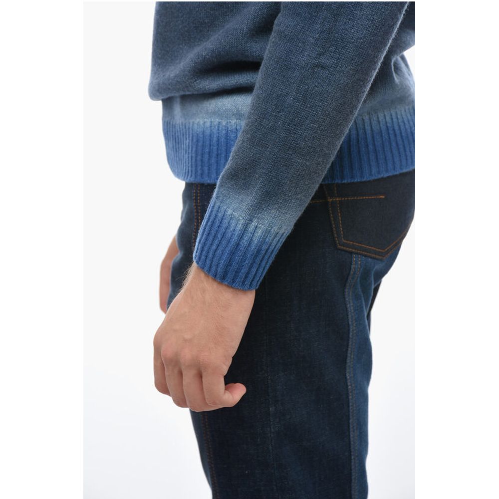 Altea Crew Neck Cashmere Blend Sweater with Degradè Bottom