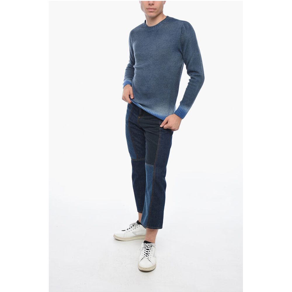 Altea Crew Neck Cashmere Blend Sweater with Degradè Bottom
