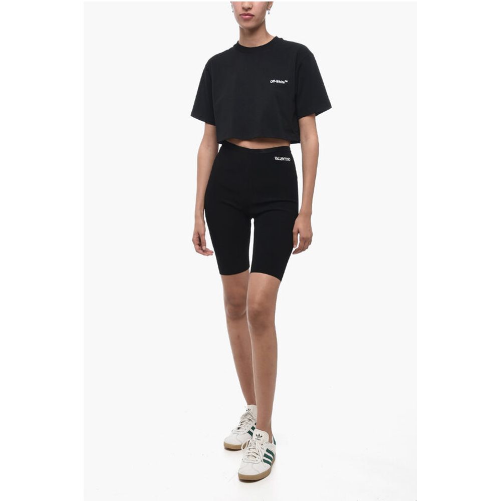 Valentino Stretch Fabric Biker Shorts with Embroidered Logo