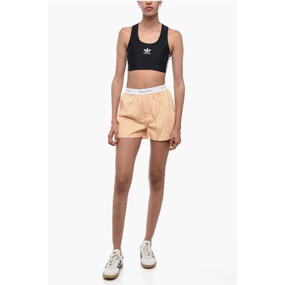 Sporty & Rich Striped CASSIE Shorts with Logoed Elastic Band