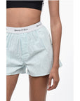 Sporty & Rich Striped Shorts with Logoed Elastic Band