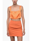 WOERA Side Zipped Silk Crop Top