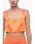 WOERA Side Zipped Silk Crop Top