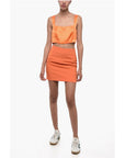 WOERA Side Zipped Silk Crop Top