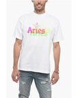 Aries Crew-neck Cotton T-shirt with Logo Maxi