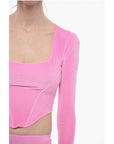 Adriana Hot Couture Bustier Chenille Bustier Top with Faux Feather on the Sleeve
