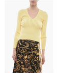 Aeron V-Neck Stretch Fabric Ribbed SHARA Sweater