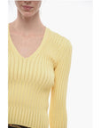 Aeron V-Neck Stretch Fabric Ribbed SHARA Sweater