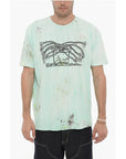 Westfall Dirty Effect Crew-neck T-Shirt with Front Print