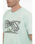 Westfall Dirty Effect Crew-neck T-Shirt with Front Print
