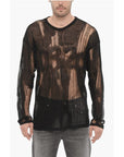 032c Destroyed Effect Sheer Crew-neck Sweater