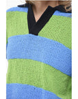 SUNNEI Two-Tone Crochet Sweater with Polo Neck