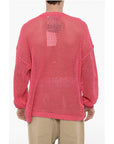 Perforated Cotton Crew-Neck Maxi Sweater