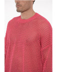 Perforated Cotton Crew-Neck Maxi Sweater