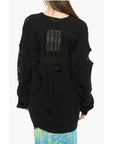 Perforated V-Neck Maxi Sweater With Cut-Out Details