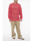Perforated Cotton Crew-Neck Maxi Sweater
