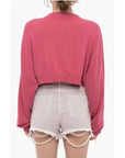 Cropped Turtleneck Cashmere Blend Sweater